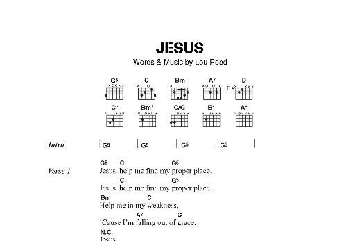 Download The Velvet Underground Jesus Sheet Music and learn how to play Lyrics & Chords PDF digital score in minutes