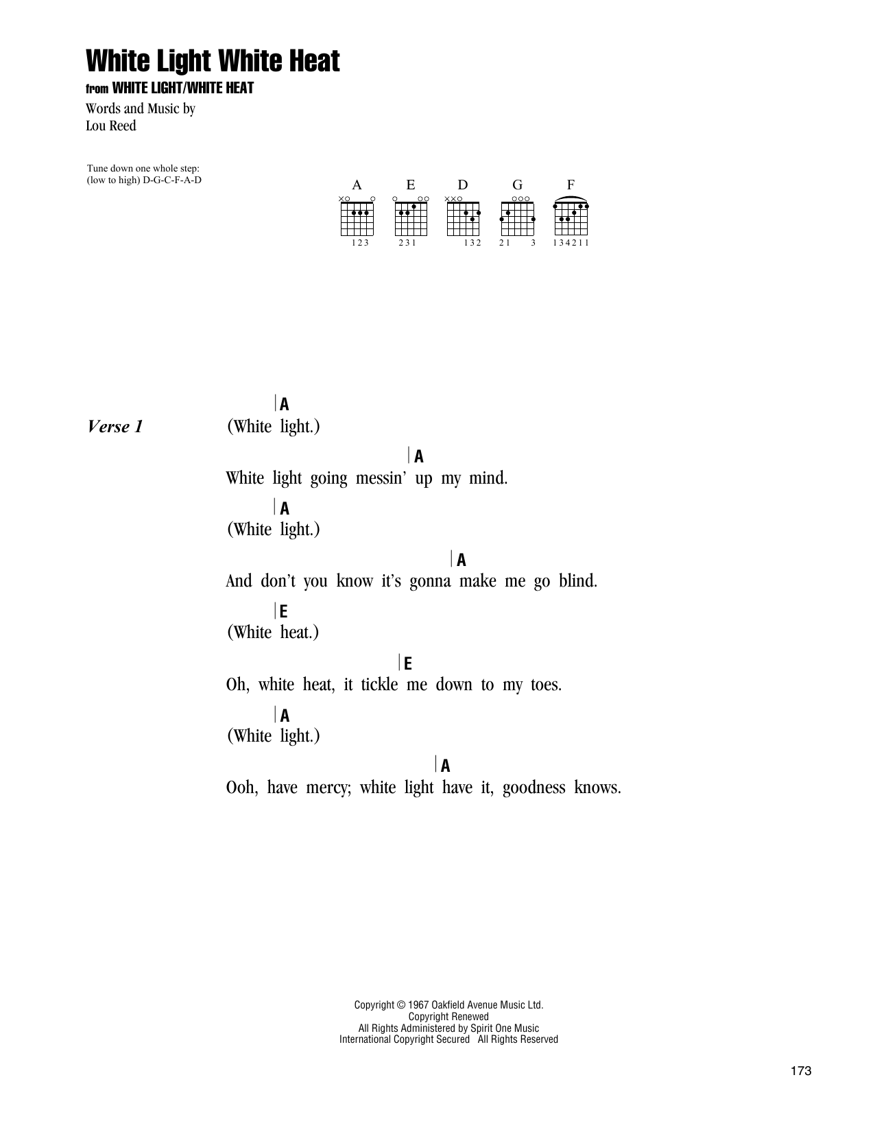 Download The Velvet Underground White Light White Heat Sheet Music and learn how to play Guitar Chords/Lyrics PDF digital score in minutes