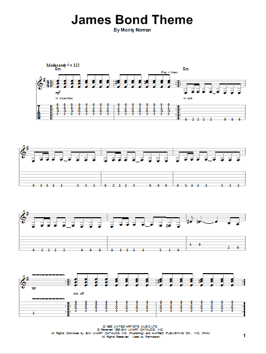 Download The Ventures James Bond Theme Sheet Music and learn how to play Guitar Tab PDF digital score in minutes