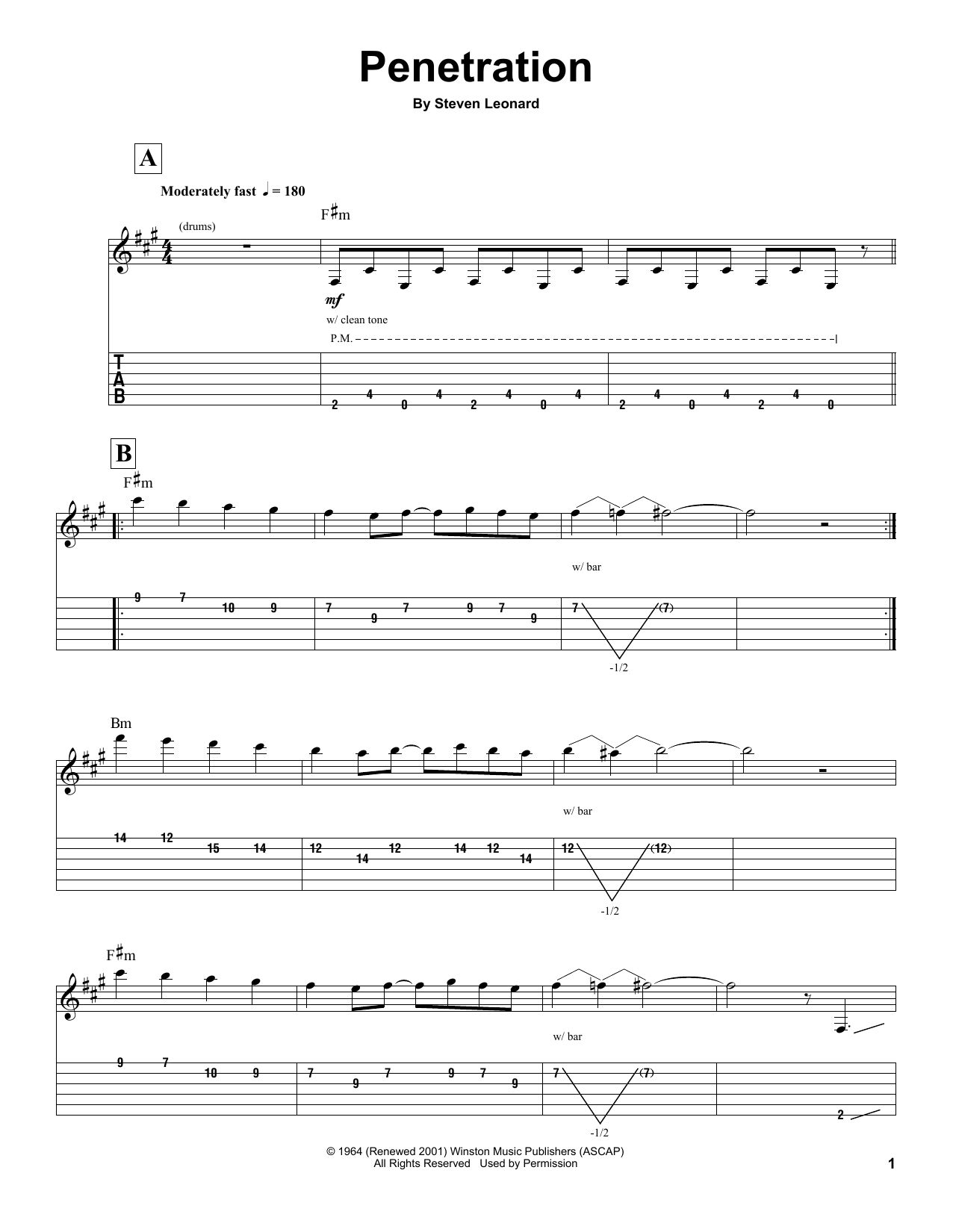 Download The Ventures Penetration Sheet Music and learn how to play Guitar Tab Play-Along PDF digital score in minutes