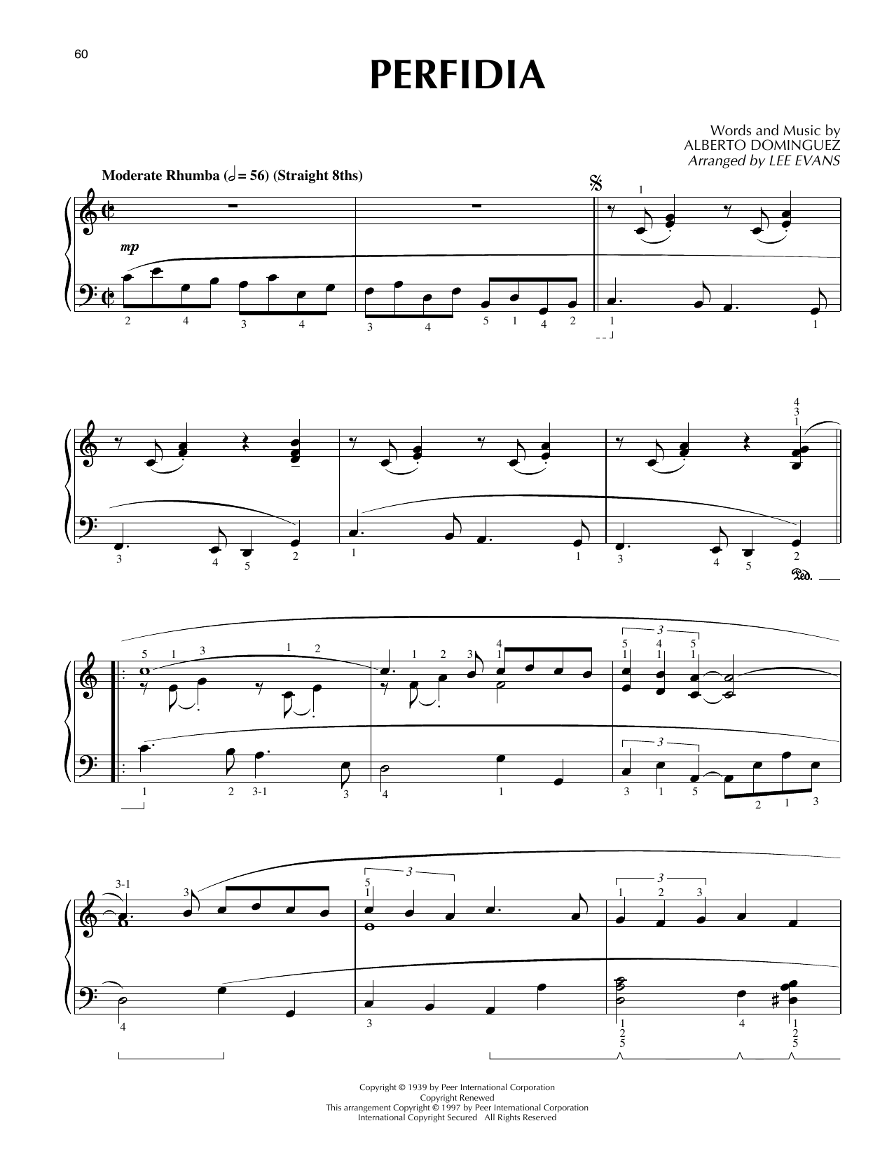 Download The Ventures Perfidia (arr. Lee Evans) Sheet Music and learn how to play Piano Solo PDF digital score in minutes