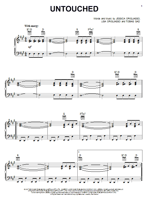 Download The Veronicas Untouched Sheet Music and learn how to play Piano, Vocal & Guitar (Right-Hand Melody) PDF digital score in minutes