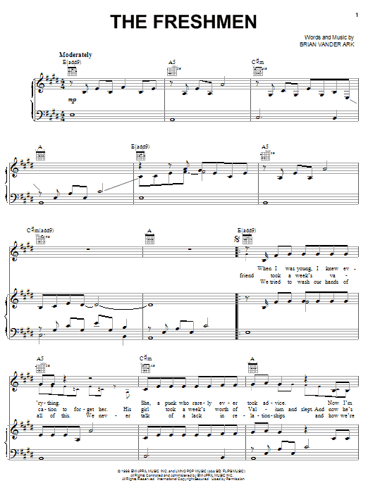Download The Verve Pipe The Freshmen Sheet Music and learn how to play Guitar Lead Sheet PDF digital score in minutes