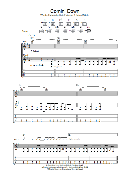 Download The View Comin' Down Sheet Music and learn how to play Guitar Tab PDF digital score in minutes