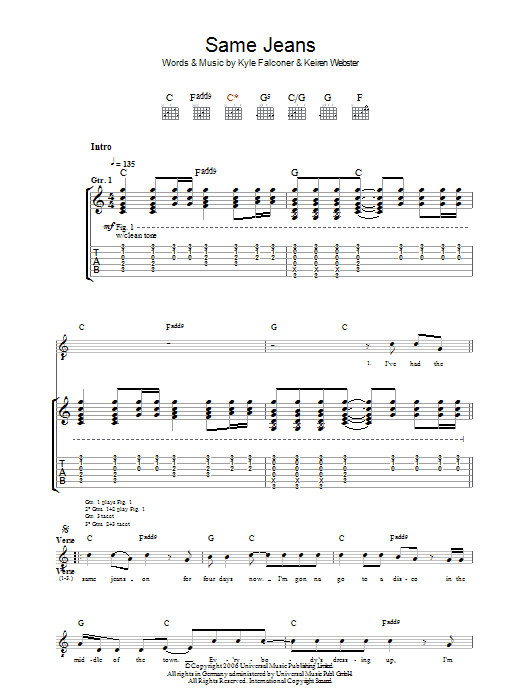 Download The View Same Jeans Sheet Music and learn how to play Piano, Vocal & Guitar PDF digital score in minutes