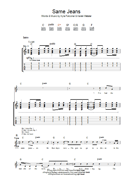 Download The View Same Jeans Sheet Music and learn how to play Guitar Tab PDF digital score in minutes