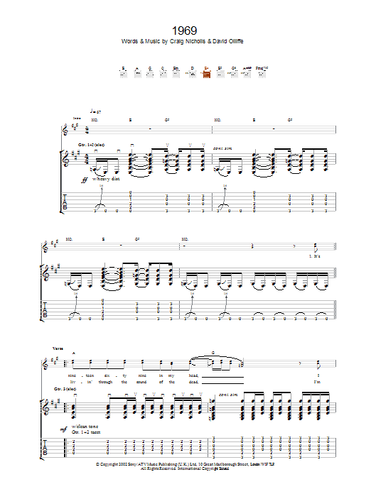 Download The Vines 1969 Sheet Music and learn how to play Guitar Tab PDF digital score in minutes