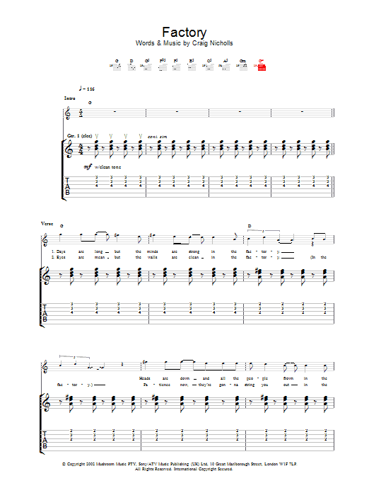 Download The Vines Factory Sheet Music and learn how to play Guitar Tab PDF digital score in minutes