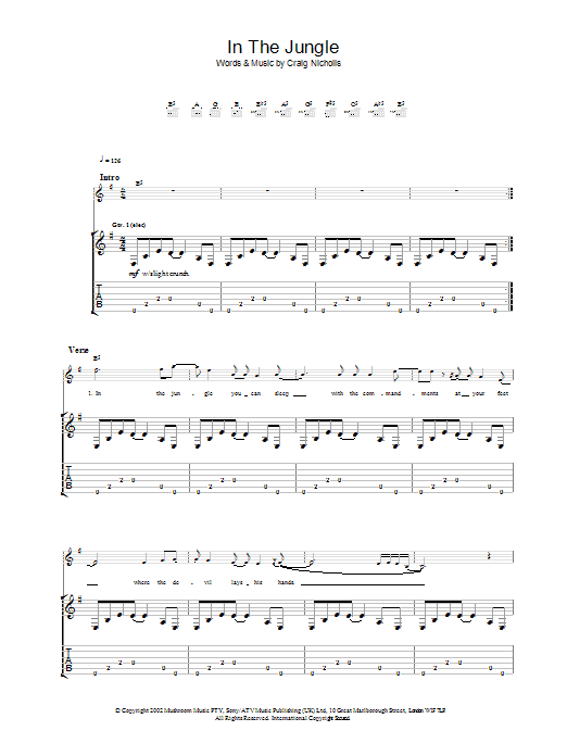 Download The Vines In The Jungle Sheet Music and learn how to play Guitar Tab PDF digital score in minutes