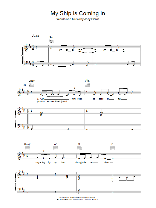 Download The Walker Brothers My Ship Is Comin' In Sheet Music and learn how to play Piano, Vocal & Guitar PDF digital score in minutes