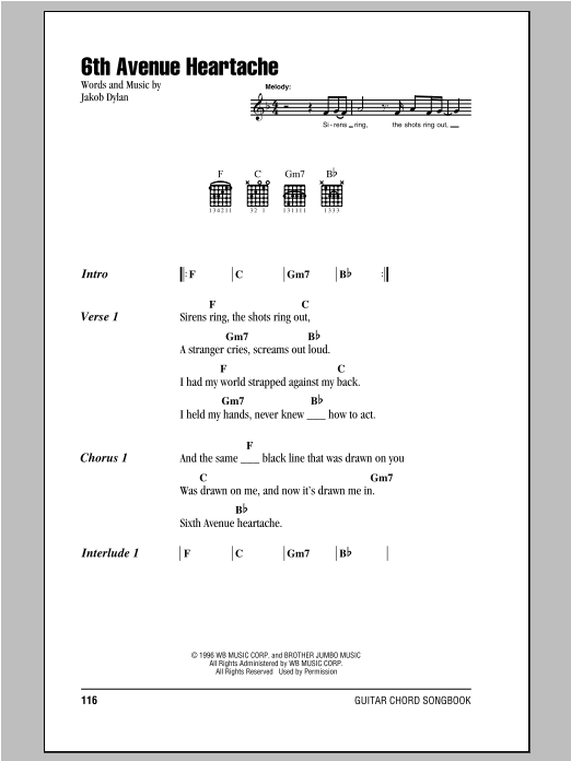 Download The Wallflowers 6th Avenue Heartache Sheet Music and learn how to play Ukulele Chords/Lyrics PDF digital score in minutes