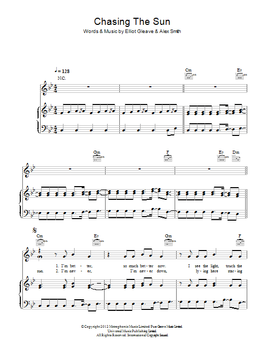 Download The Wanted Chasing The Sun Sheet Music and learn how to play Piano, Vocal & Guitar (Right-Hand Melody) PDF digital score in minutes