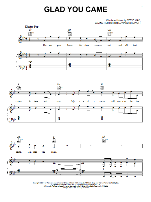 Download The Wanted Glad You Came Sheet Music and learn how to play Keyboard PDF digital score in minutes