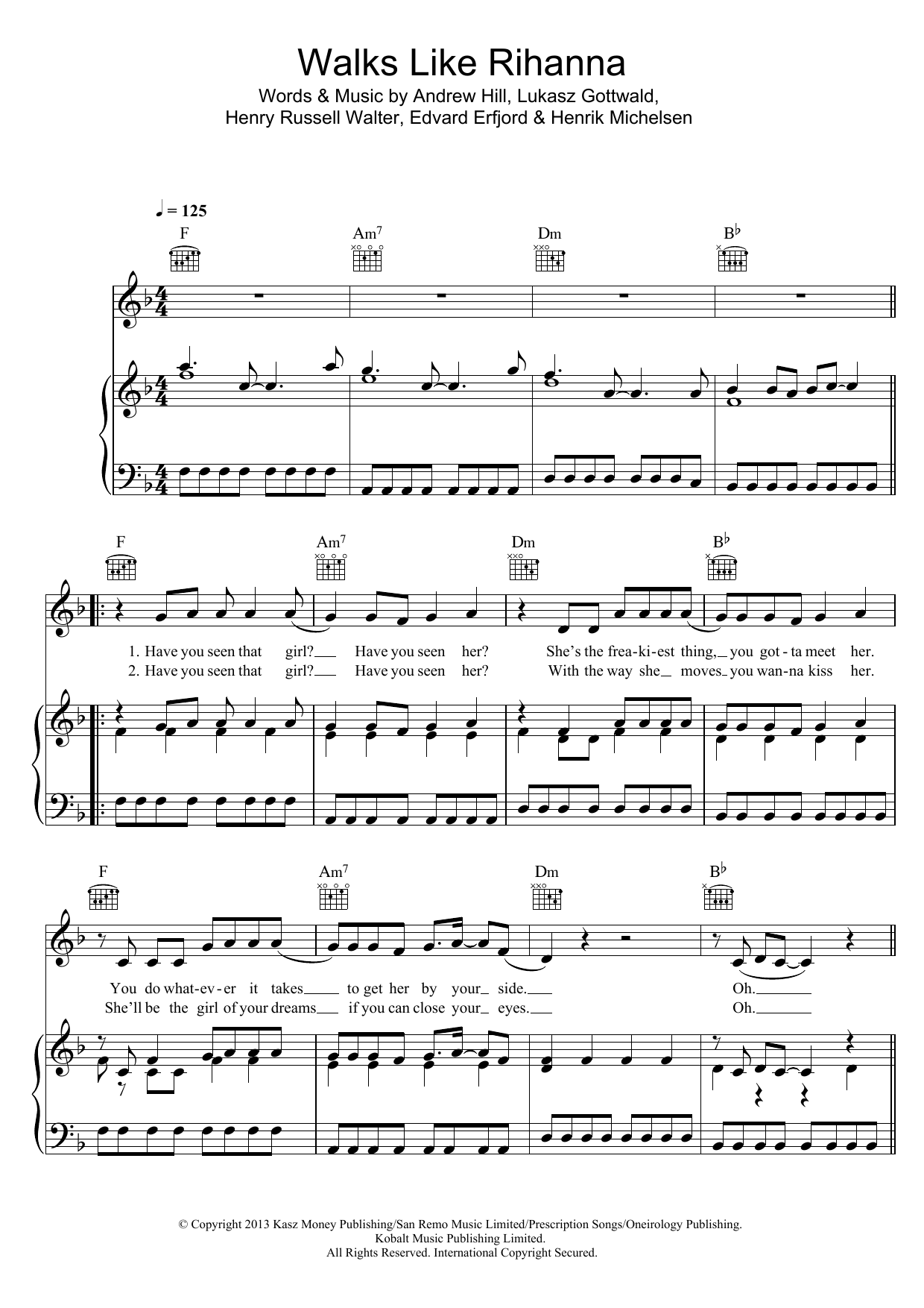 Download The Wanted Walks Like Rihanna Sheet Music and learn how to play Clarinet PDF digital score in minutes
