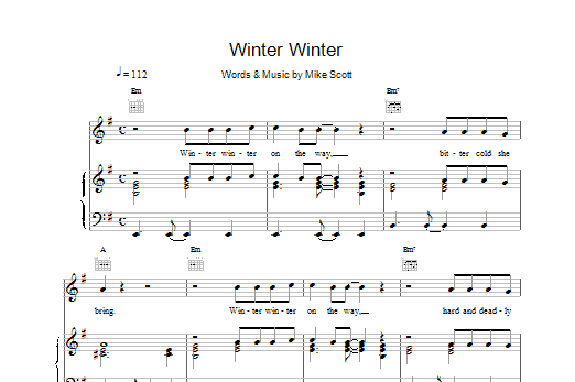 Download Waterboys Winter Winter Sheet Music and learn how to play Piano, Vocal & Guitar (Right-Hand Melody) PDF digital score in minutes