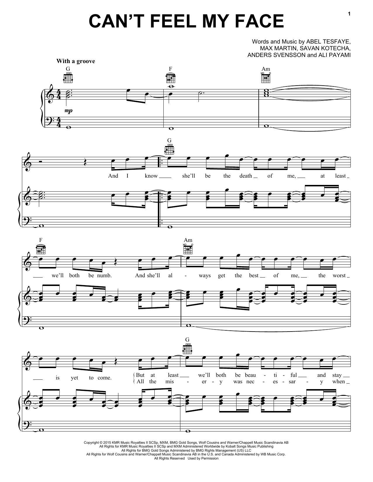 Download The Weeknd Can't Feel My Face Sheet Music and learn how to play Bass Guitar Tab PDF digital score in minutes