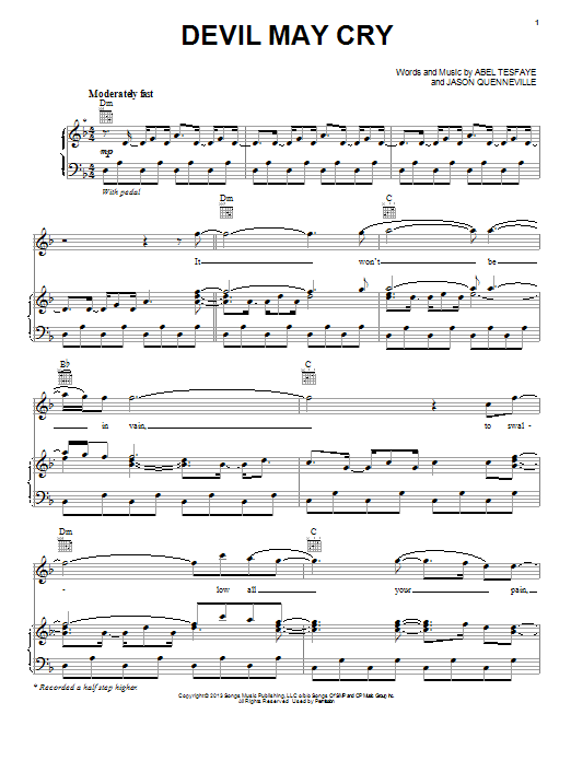 Download The Weeknd Devil May Cry Sheet Music and learn how to play Piano, Vocal & Guitar (Right-Hand Melody) PDF digital score in minutes