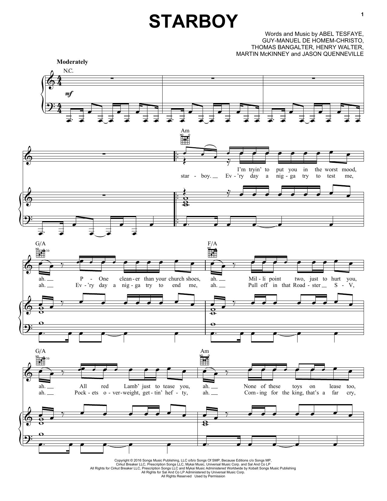 Download The Weeknd feat. Daft Punk Starboy Sheet Music and learn how to play Easy Piano PDF digital score in minutes