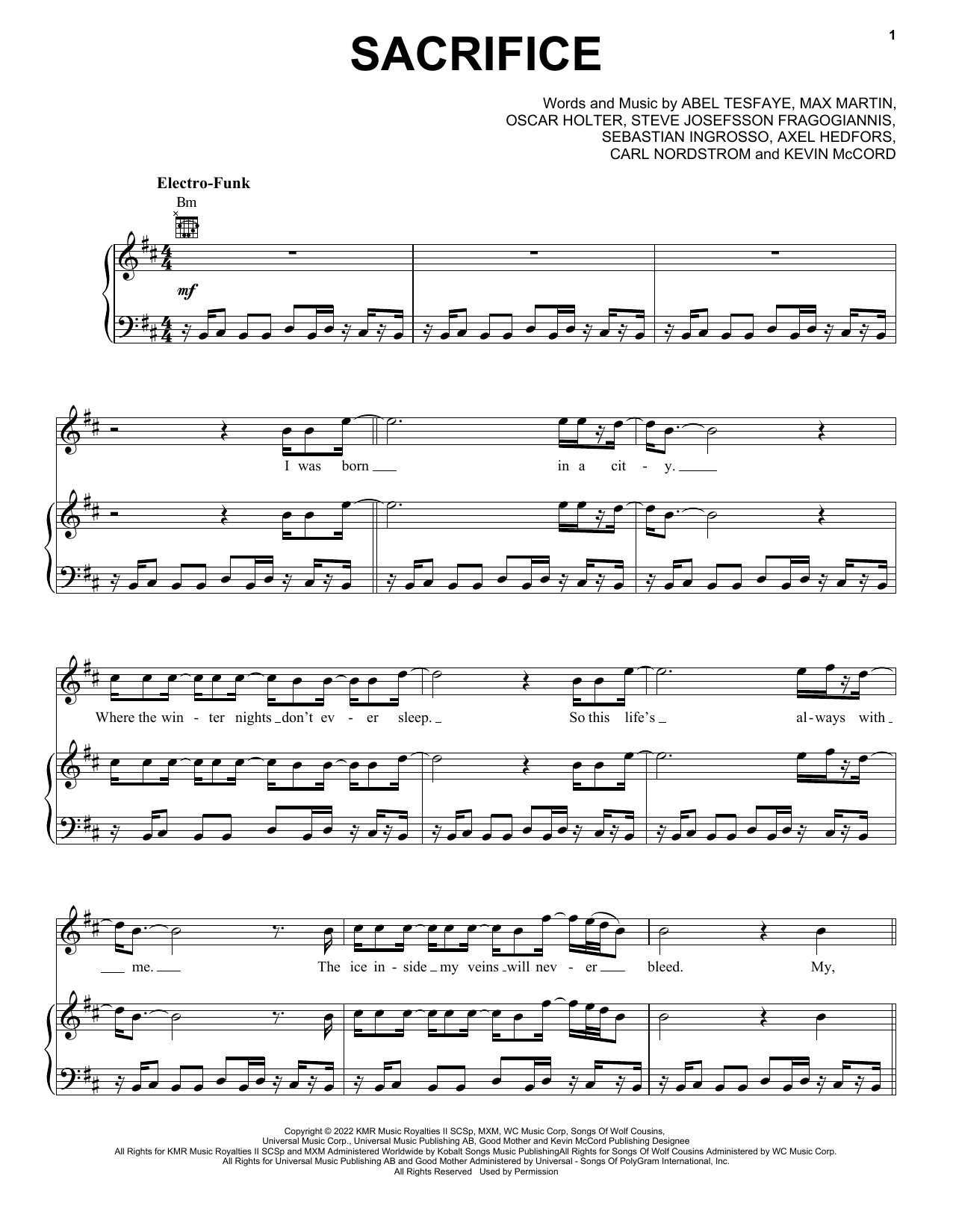 Download The Weeknd Sacrifice Sheet Music and learn how to play Piano, Vocal & Guitar Chords (Right-Hand Melody) PDF digital score in minutes