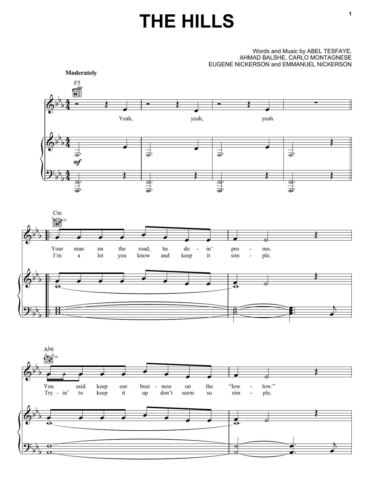 Download The Weeknd The Hills Sheet Music and learn how to play Piano, Vocal & Guitar (Right-Hand Melody) PDF digital score in minutes