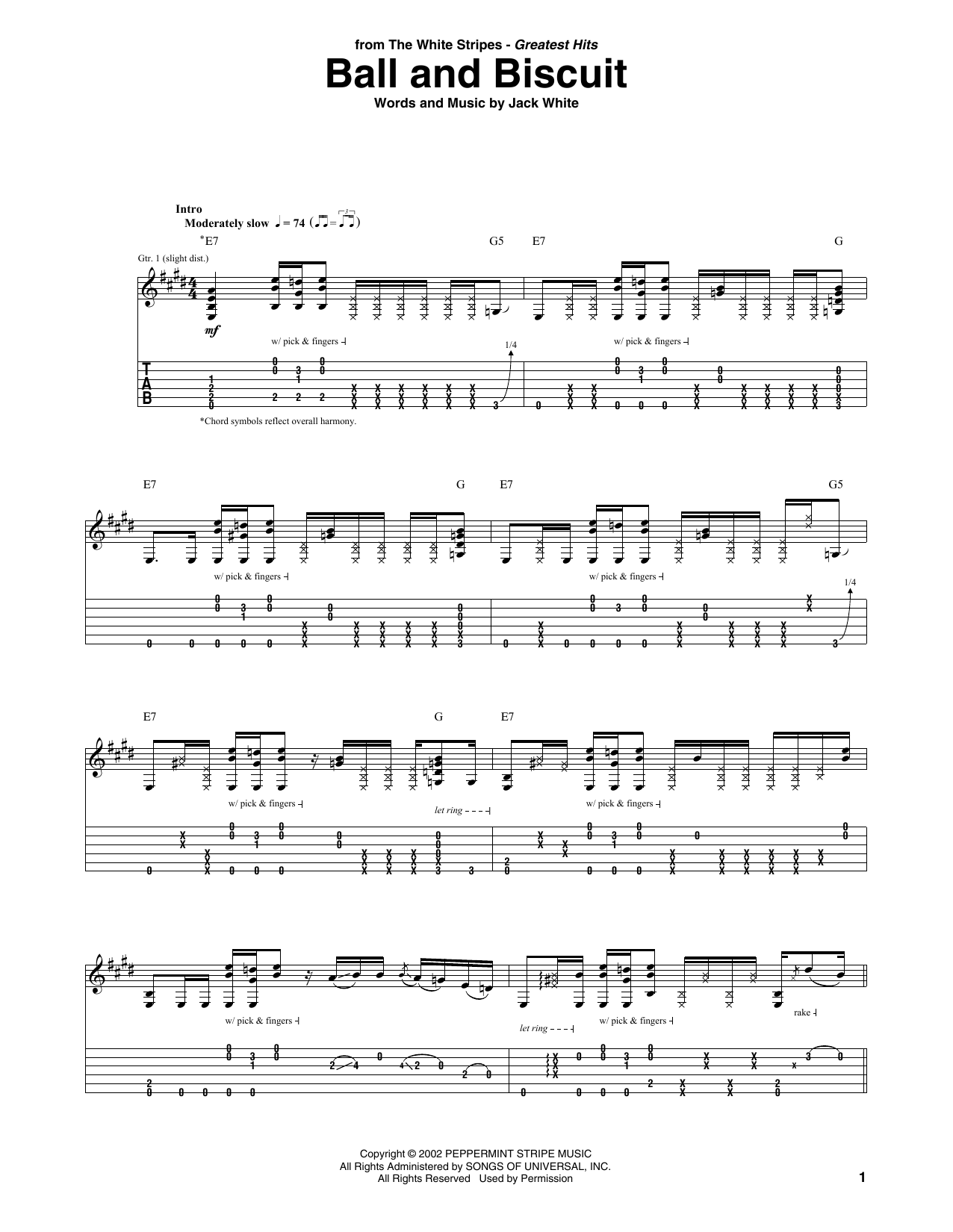 Download The White Stripes Ball And Biscuit Sheet Music and learn how to play Lyrics & Chords PDF digital score in minutes
