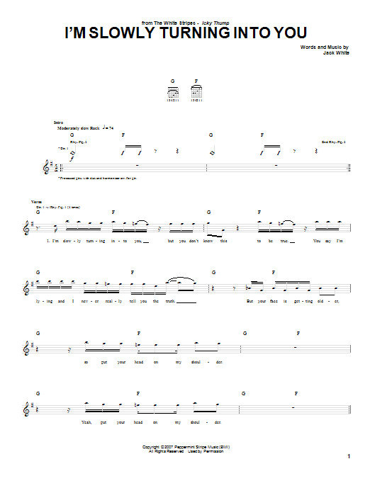 Download The White Stripes I'm Slowly Turning Into You Sheet Music and learn how to play Guitar Tab PDF digital score in minutes