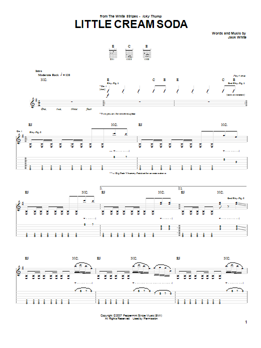 Download The White Stripes Little Cream Soda Sheet Music and learn how to play Guitar Tab PDF digital score in minutes