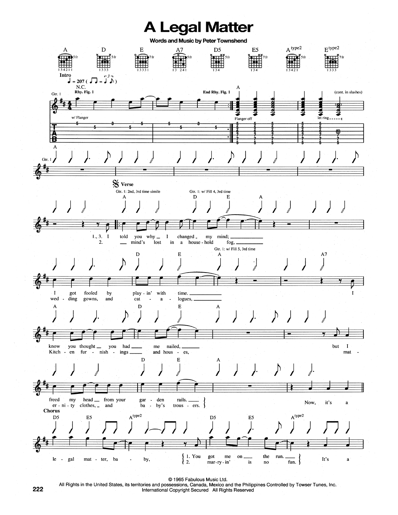 Download The Who A Legal Matter Sheet Music and learn how to play Guitar Tab PDF digital score in minutes