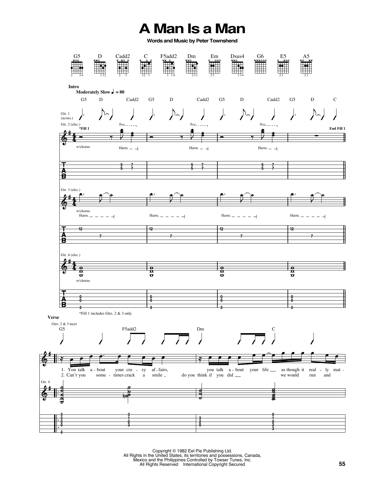 Download The Who A Man Is A Man Sheet Music and learn how to play Guitar Tab PDF digital score in minutes