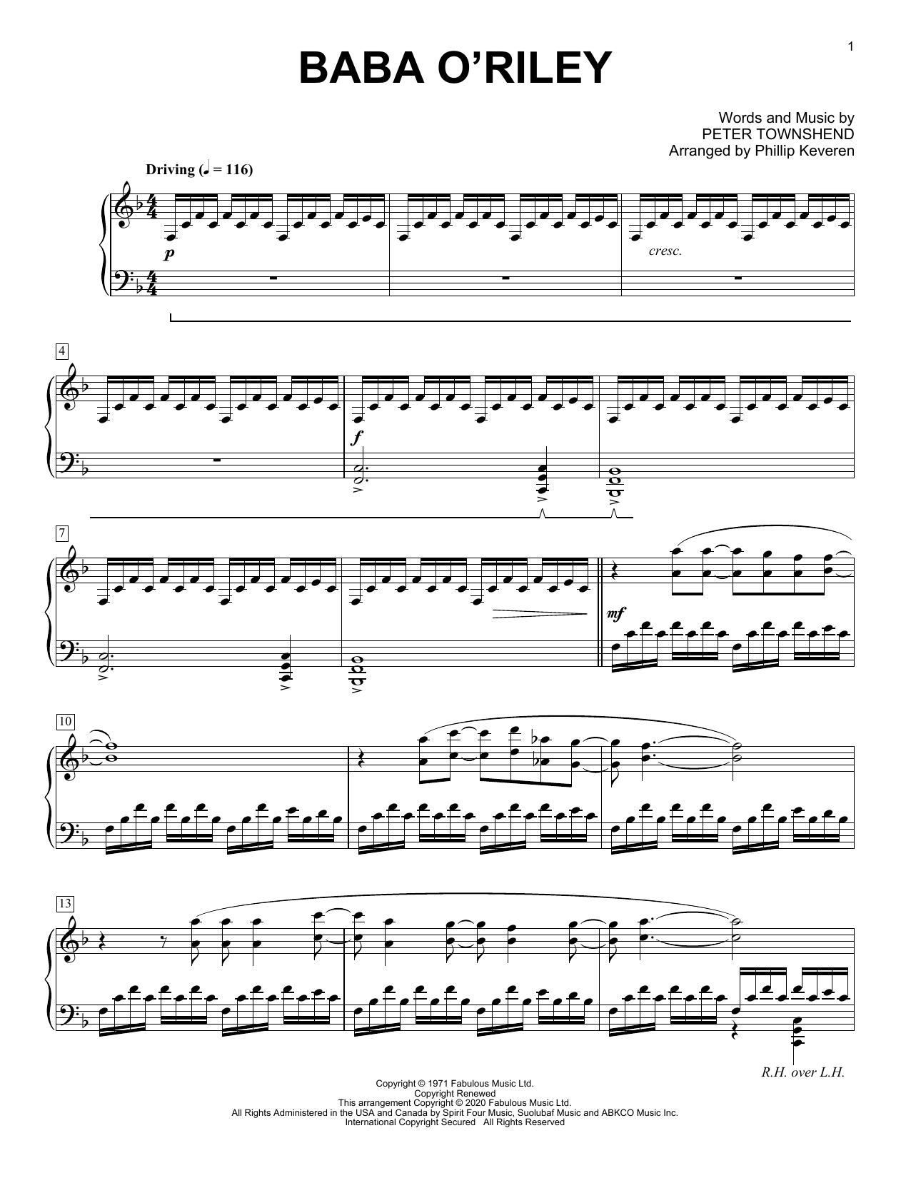 Download The Who Baba O'Riley [Classical version] (arr. Phillip Keveren) Sheet Music and learn how to play Piano Solo PDF digital score in minutes