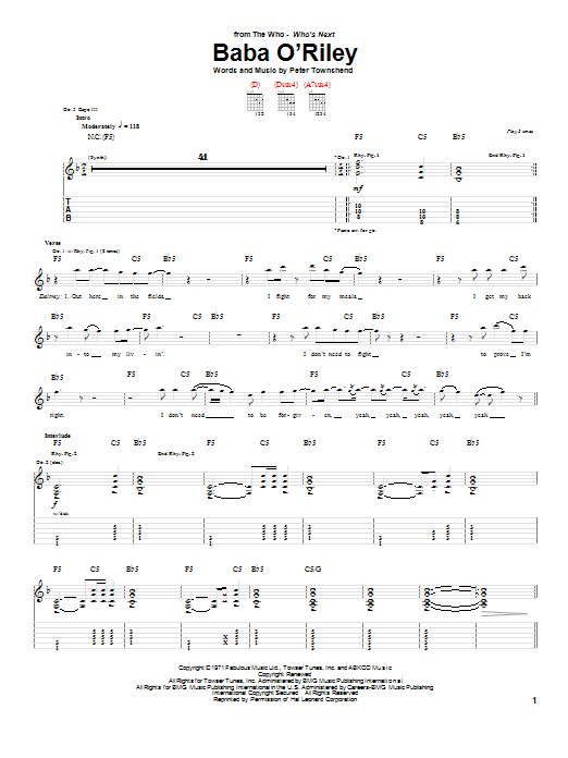 Download The Who Baba O'Riley Sheet Music and learn how to play Drums Transcription PDF digital score in minutes