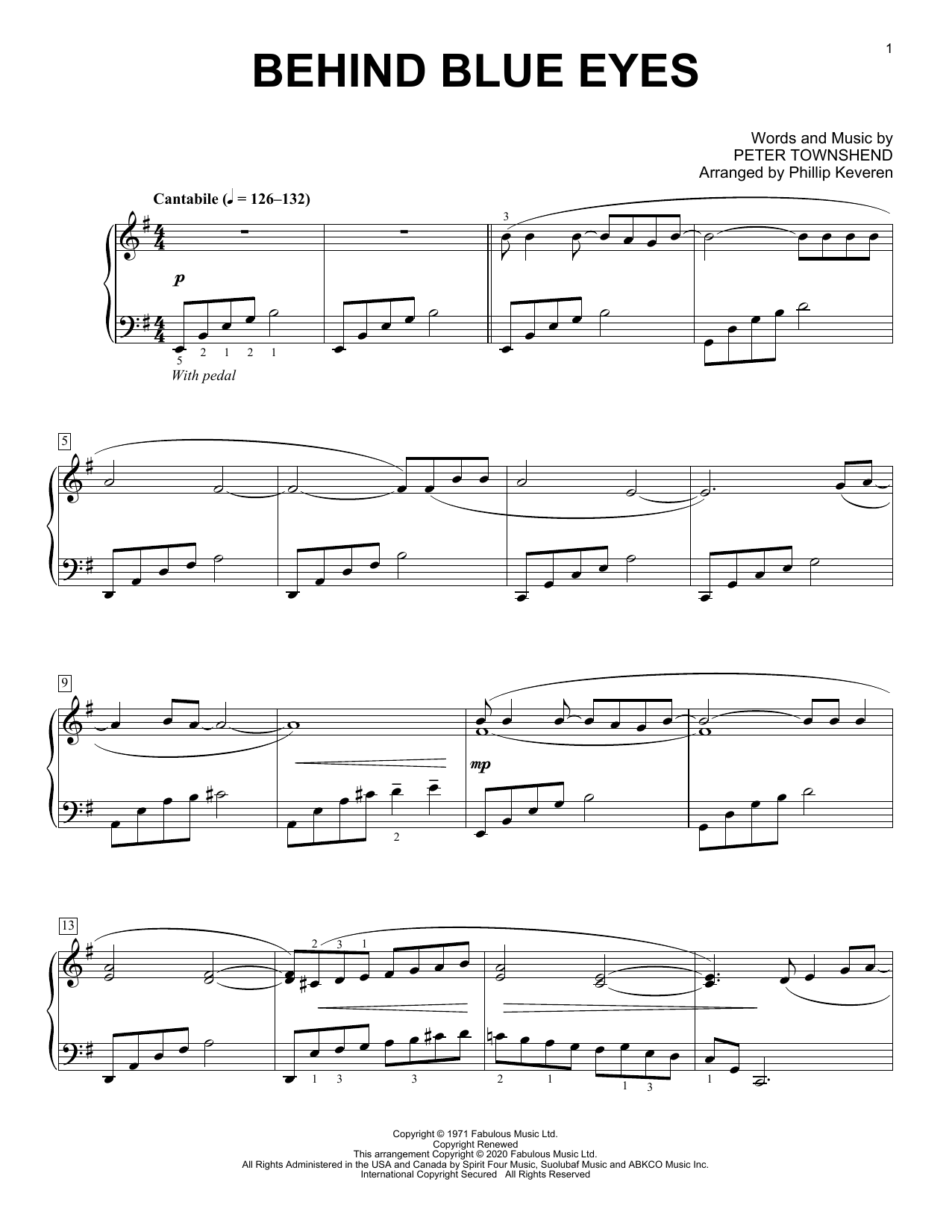 Download The Who Behind Blue Eyes [Classical version] (arr. Phillip Keveren) Sheet Music and learn how to play Piano Solo PDF digital score in minutes