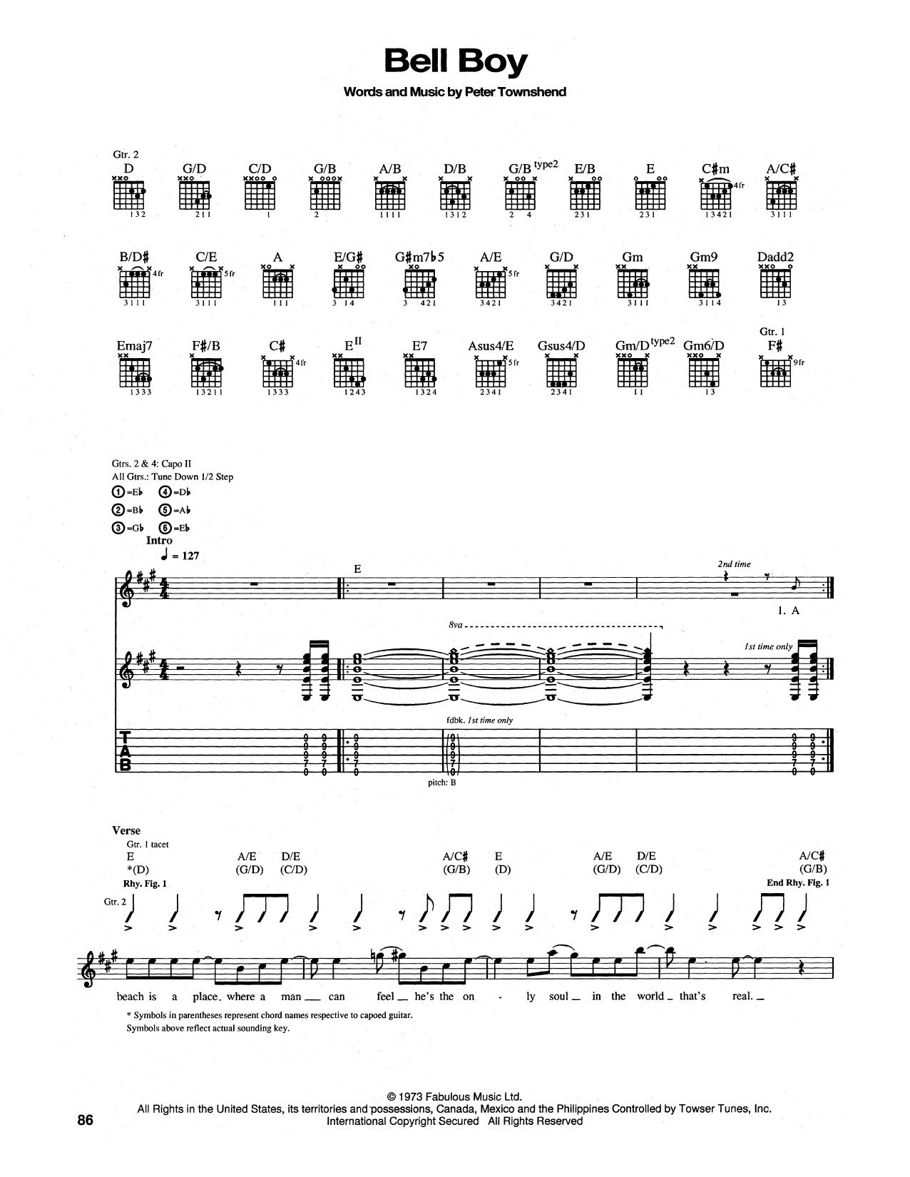 Download The Who Bell Boy Sheet Music and learn how to play Guitar Tab PDF digital score in minutes