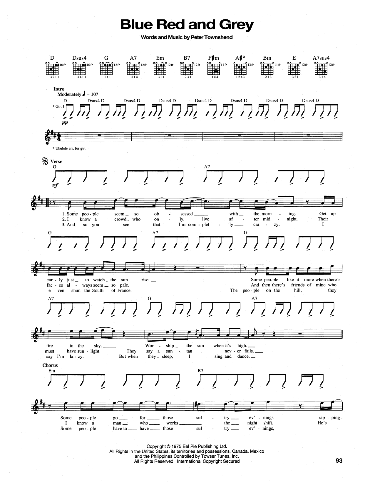 Download The Who Blue, Red and Grey Sheet Music and learn how to play Ukulele PDF digital score in minutes