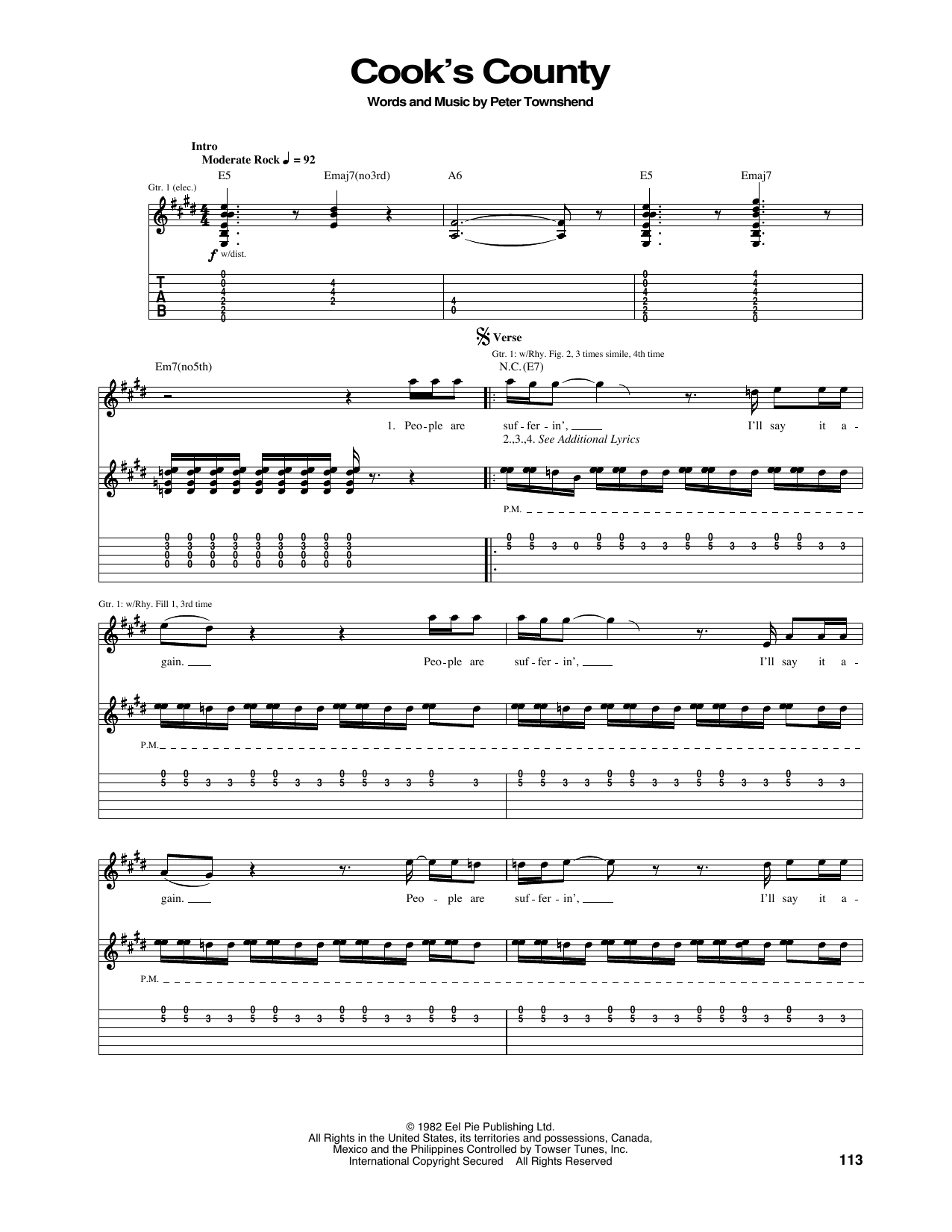 Download The Who Cook's County Sheet Music and learn how to play Guitar Tab PDF digital score in minutes