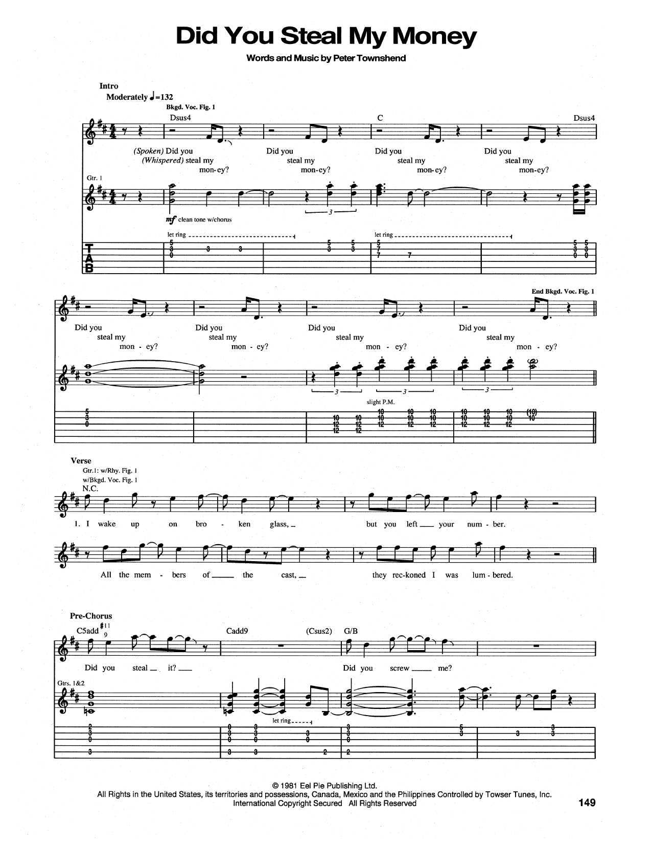 Download The Who Did You Steal My Money Sheet Music and learn how to play Piano, Vocal & Guitar Chords (Right-Hand Melody) PDF digital score in minutes