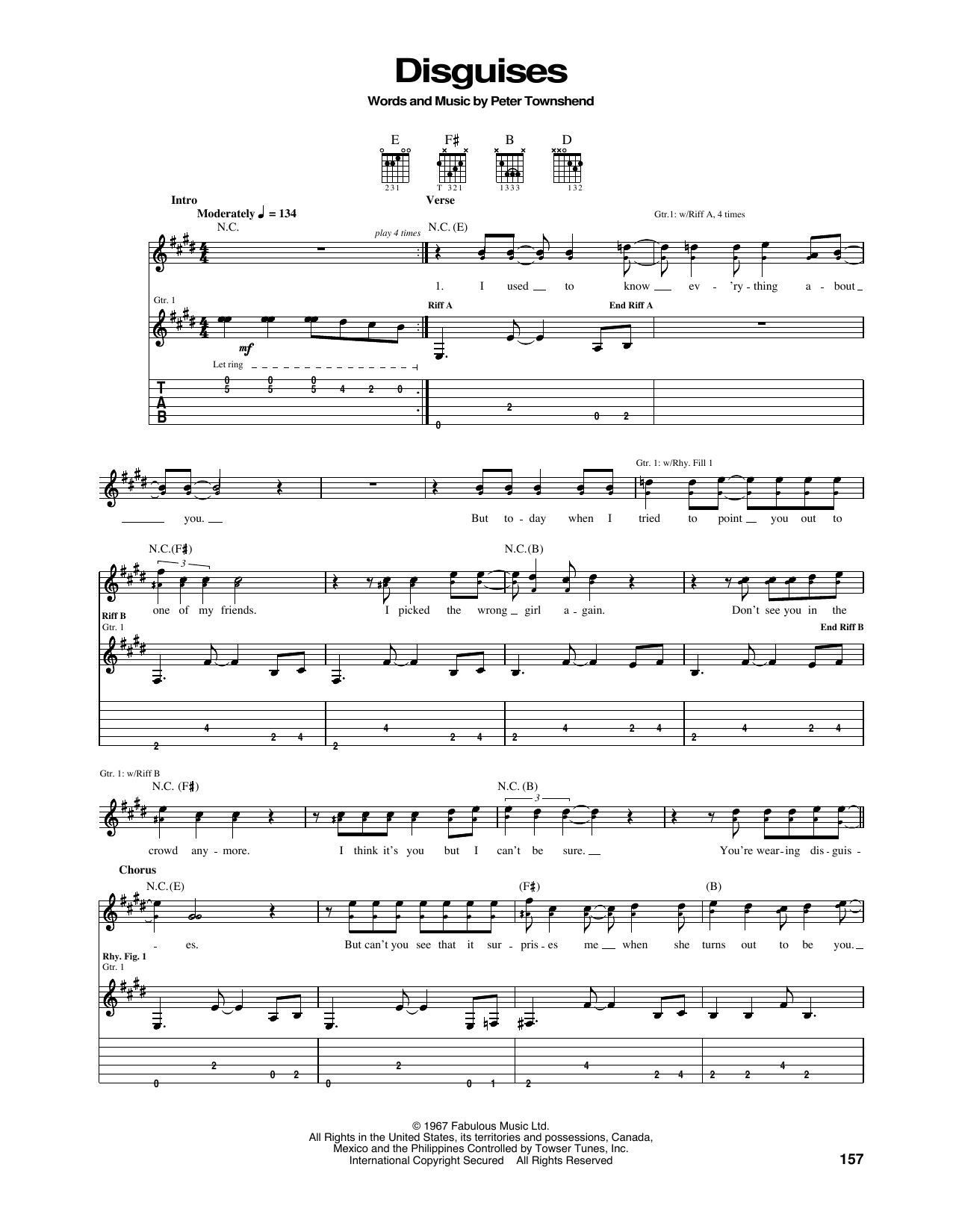 Download The Who Disguises Sheet Music and learn how to play Piano, Vocal & Guitar Chords (Right-Hand Melody) PDF digital score in minutes