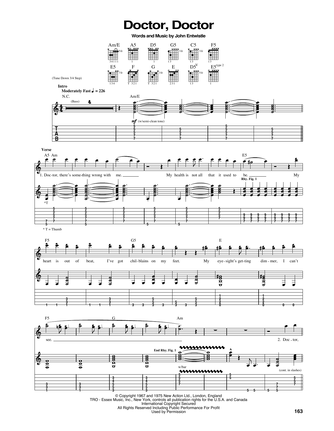 Download The Who Doctor, Doctor Sheet Music and learn how to play Guitar Tab PDF digital score in minutes