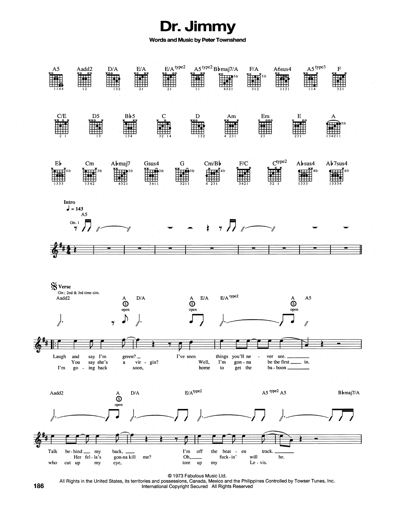 Download The Who Dr. Jimmy Sheet Music and learn how to play Guitar Tab PDF digital score in minutes
