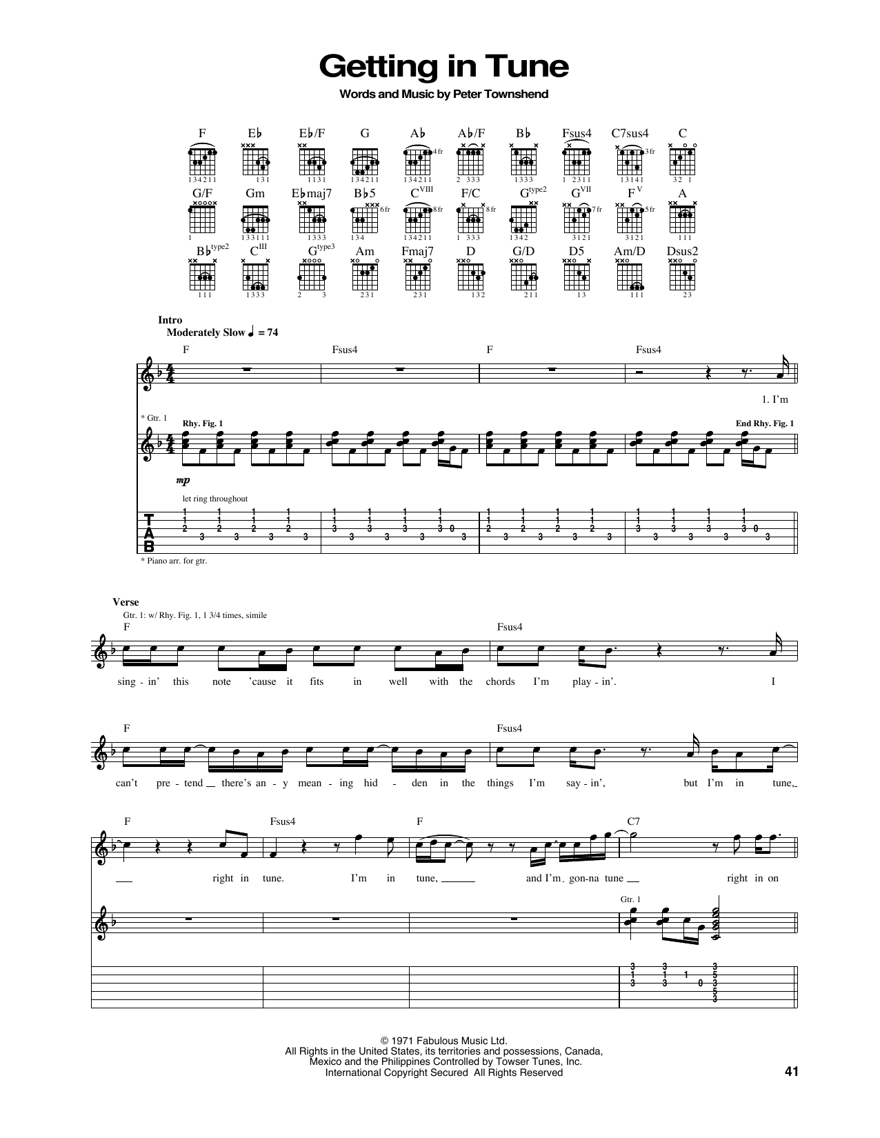 Download The Who Getting In Tune Sheet Music and learn how to play Guitar Tab PDF digital score in minutes