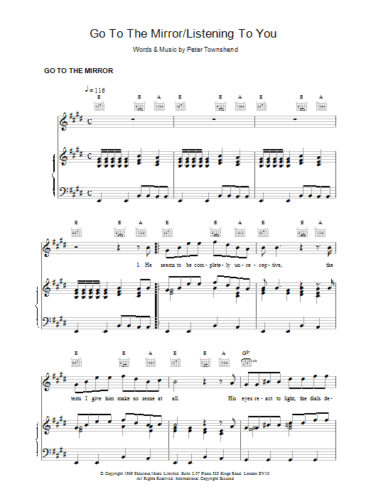 Download The Who Go To The Mirror Sheet Music and learn how to play Piano, Vocal & Guitar (Right-Hand Melody) PDF digital score in minutes