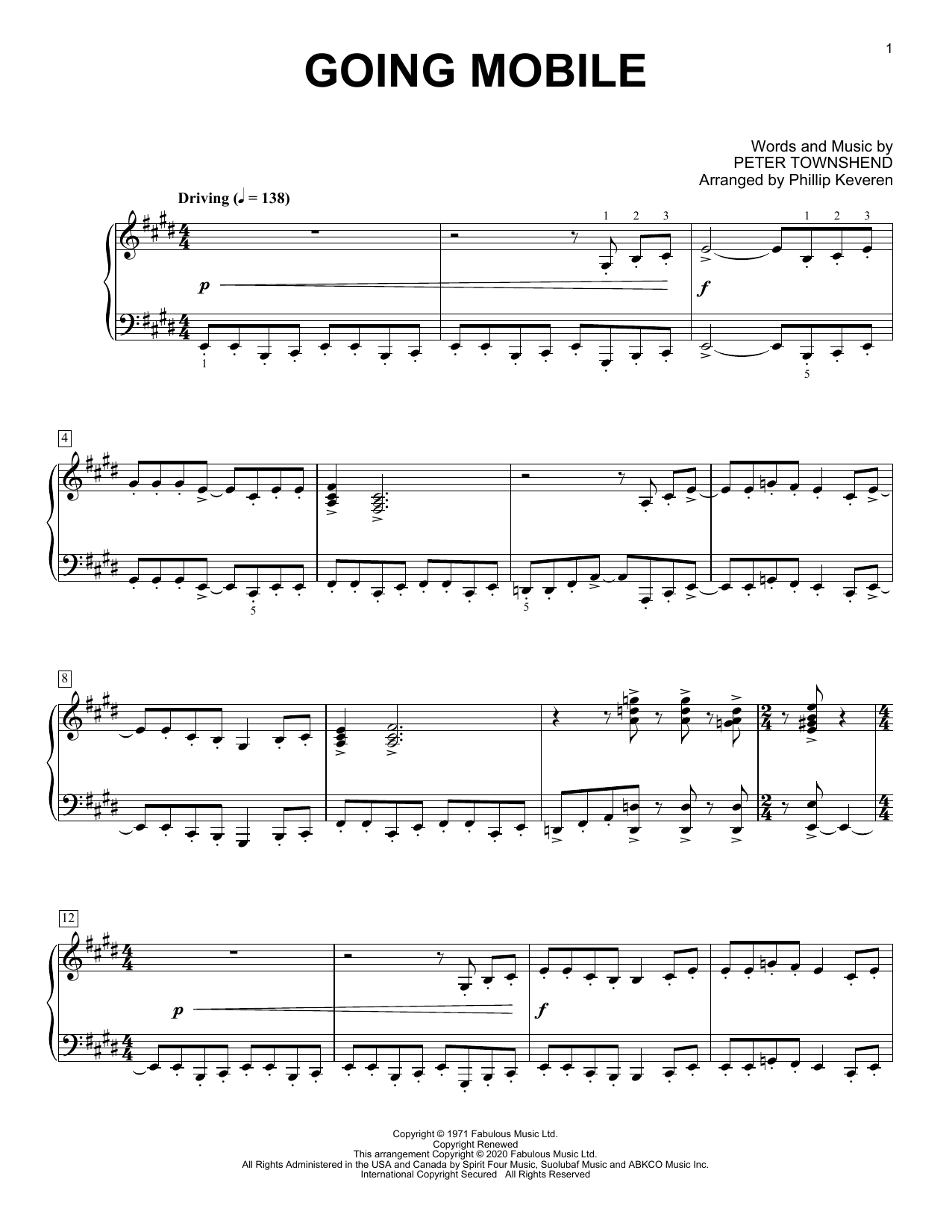 Download The Who Going Mobile [Classical version] (arr. Phillip Keveren) Sheet Music and learn how to play Piano Solo PDF digital score in minutes