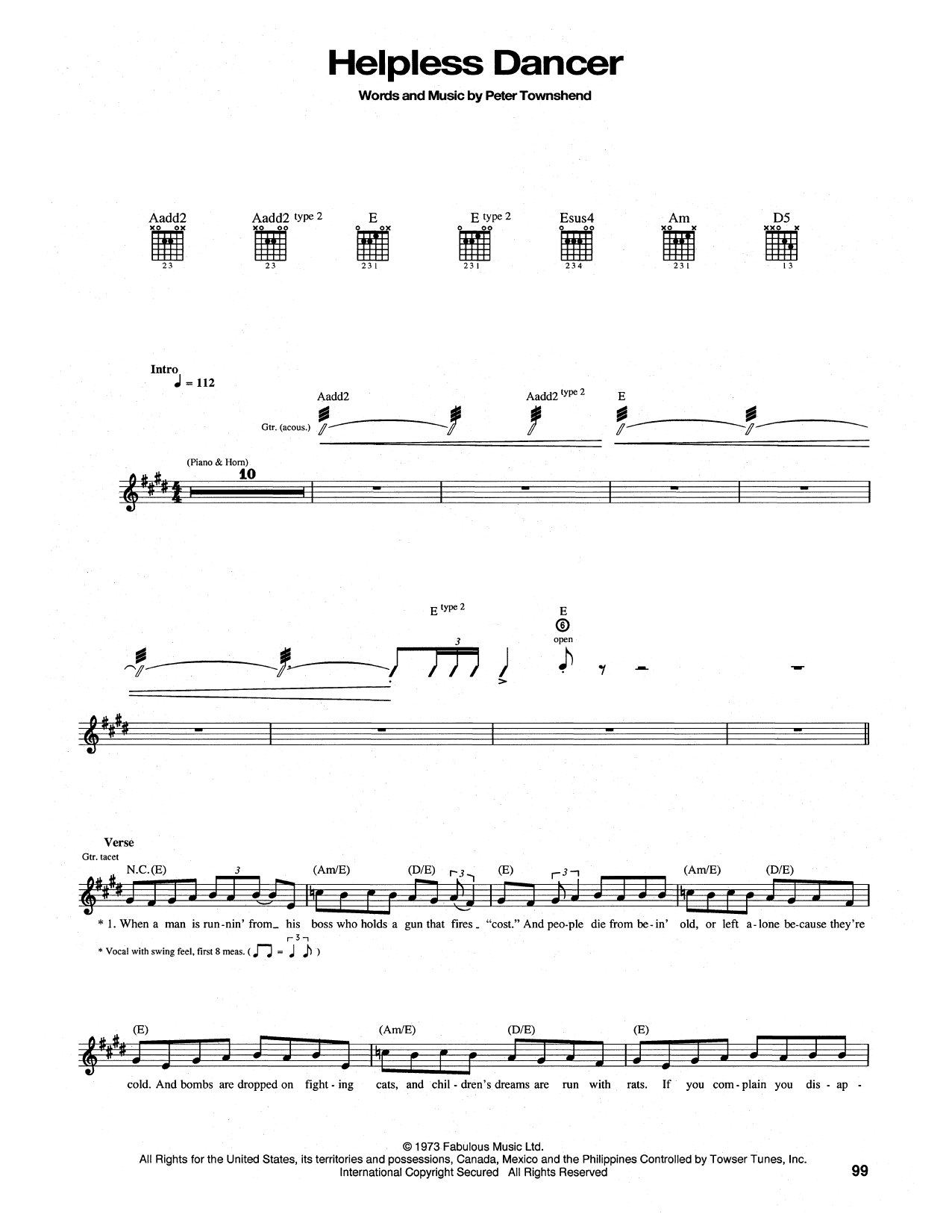 Download The Who Helpless Dancer Sheet Music and learn how to play Guitar Tab PDF digital score in minutes