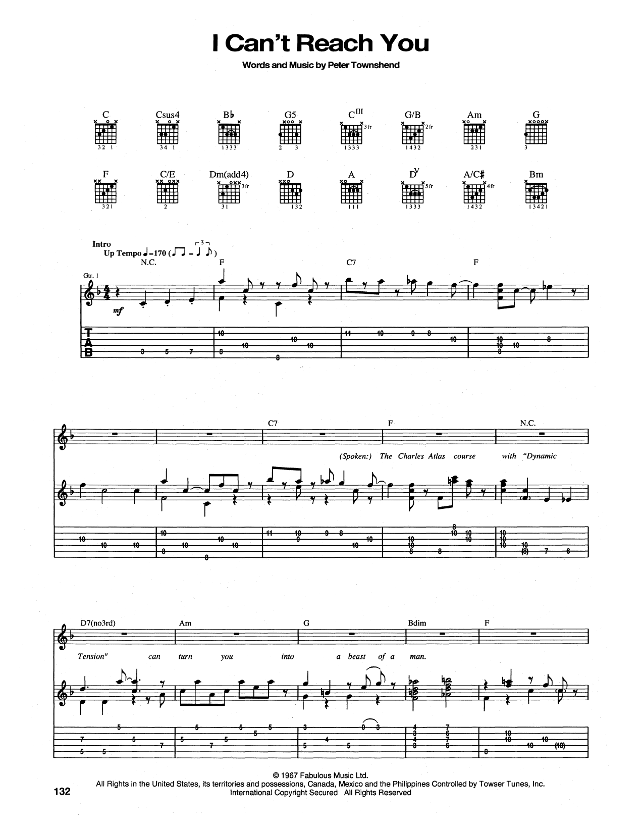 Download The Who I Can't Reach You Sheet Music and learn how to play Guitar Tab PDF digital score in minutes