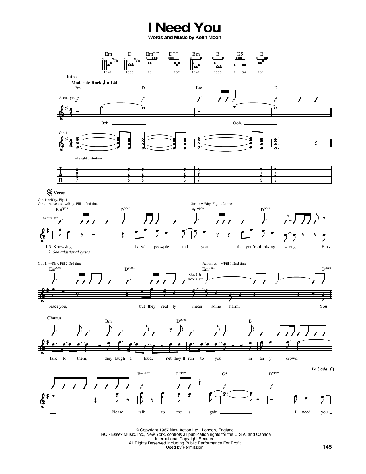 Download The Who I Need You Sheet Music and learn how to play Guitar Tab PDF digital score in minutes