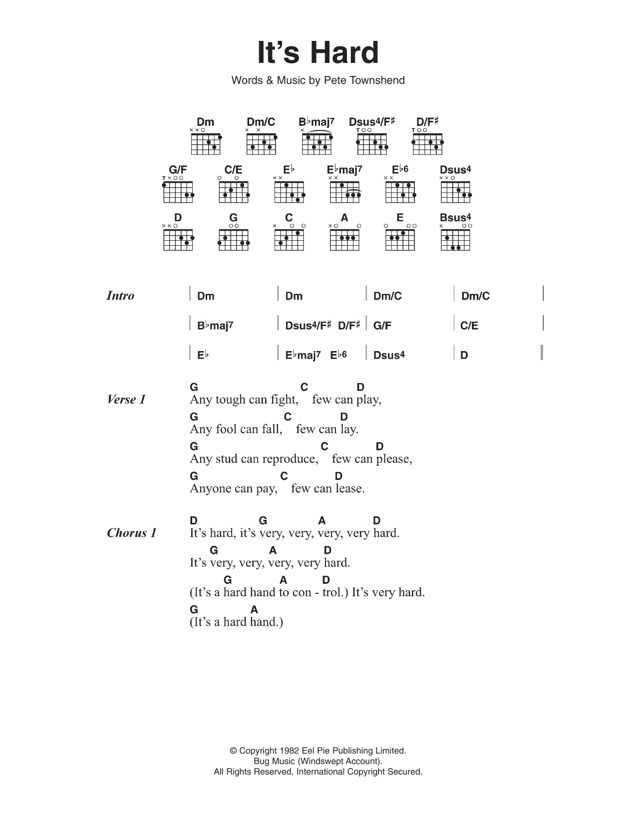 Download The Who It's Hard Sheet Music and learn how to play Guitar Tab PDF digital score in minutes