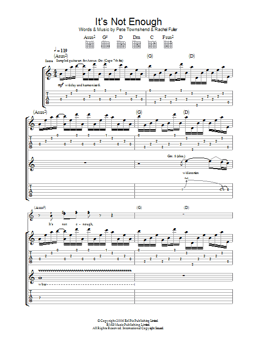 Download The Who It's Not Enough Sheet Music and learn how to play Guitar Tab PDF digital score in minutes