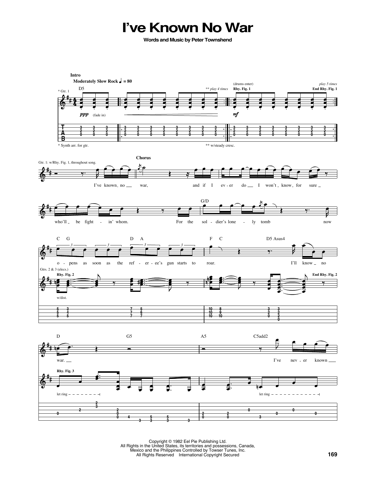 Download The Who I've Known No War Sheet Music and learn how to play Guitar Tab PDF digital score in minutes