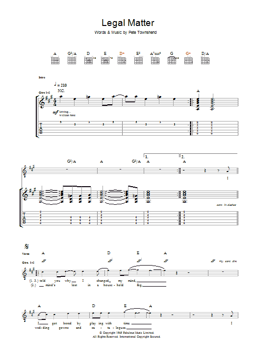 Download The Who Legal Matter Sheet Music and learn how to play Guitar Tab PDF digital score in minutes