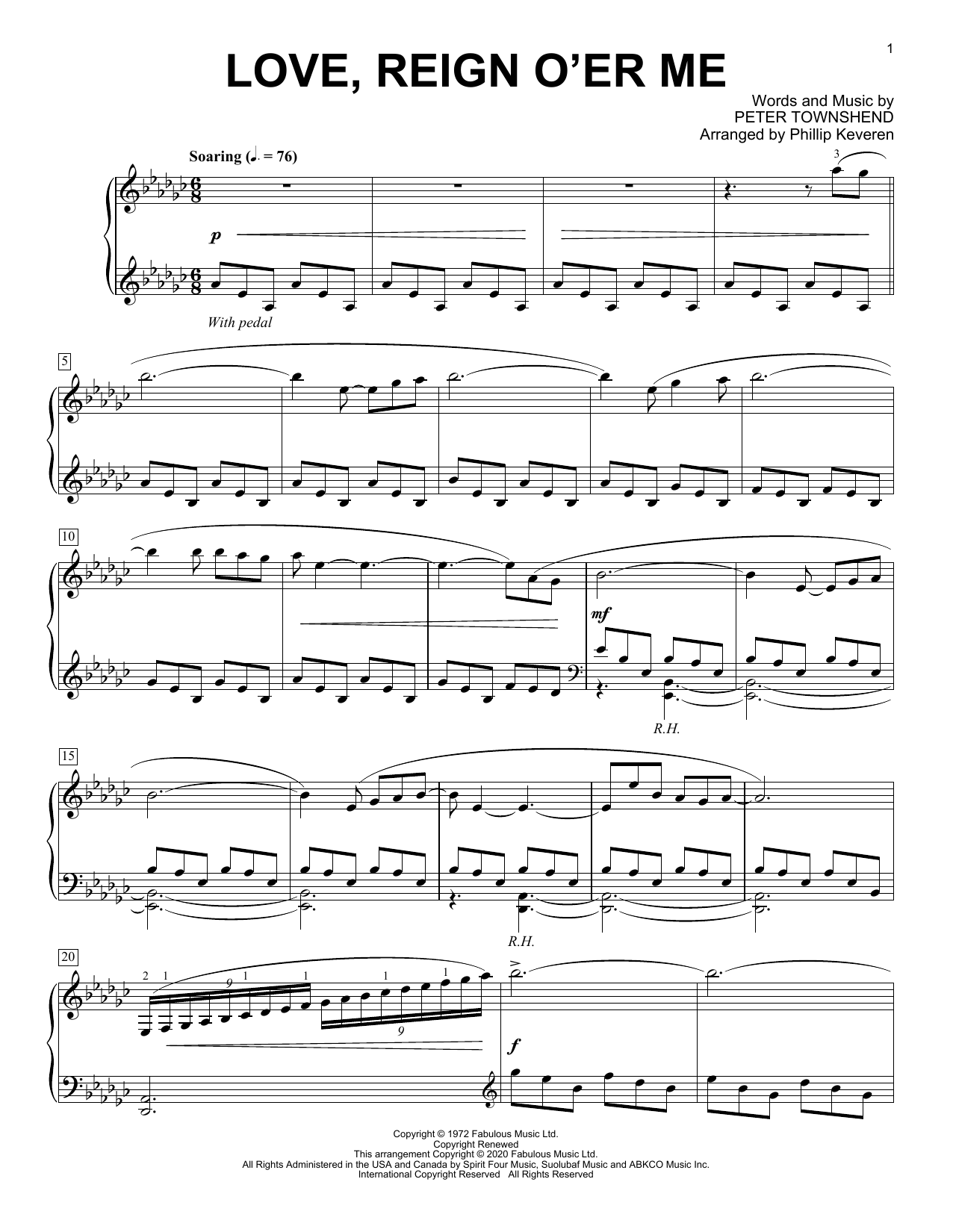 Download The Who Love, Reign O'er Me [Classical version] (arr. Phillip Keveren) Sheet Music and learn how to play Piano Solo PDF digital score in minutes